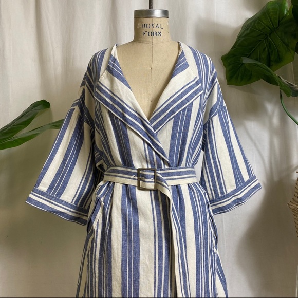 ELEVENSES Anthropologie Blue White Striped Jacket - Picture 3 of 8